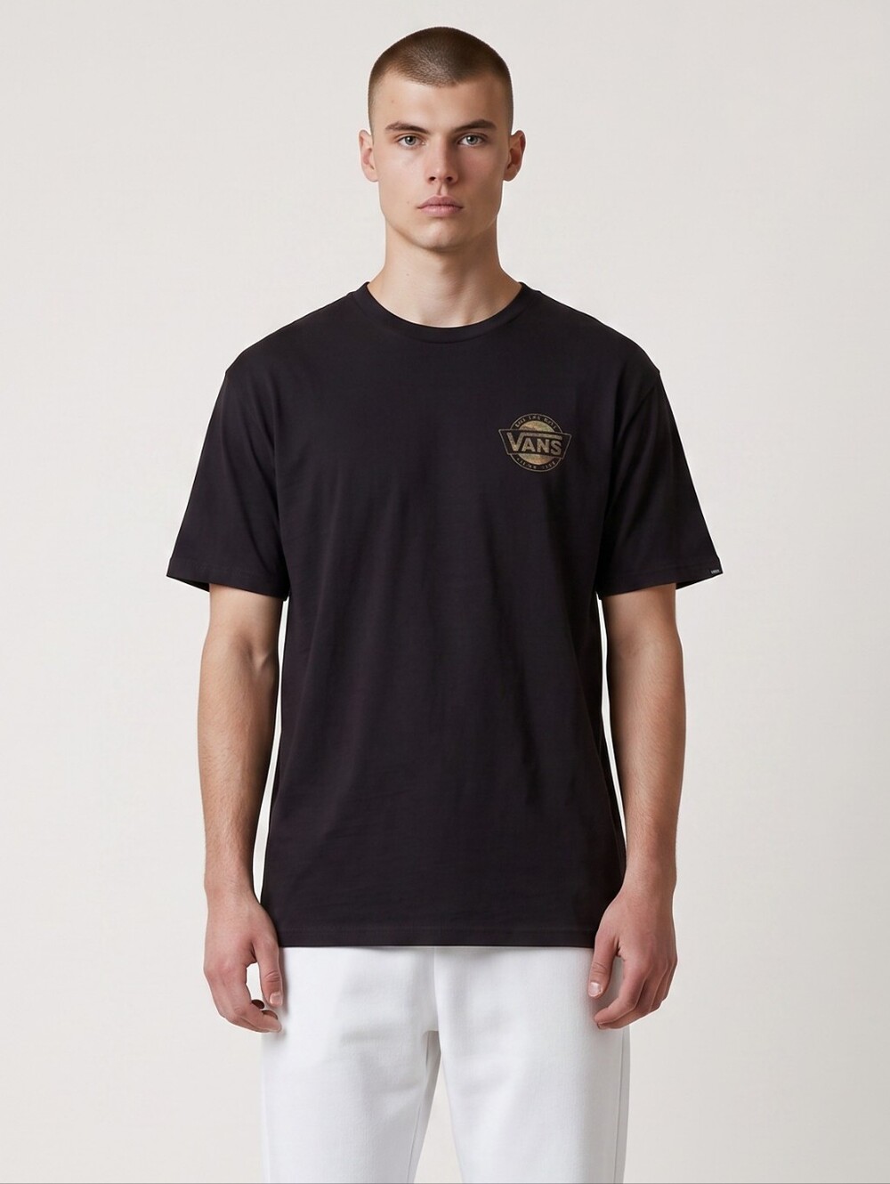 Vans Black Short Sleeve Tee with Camo Logos